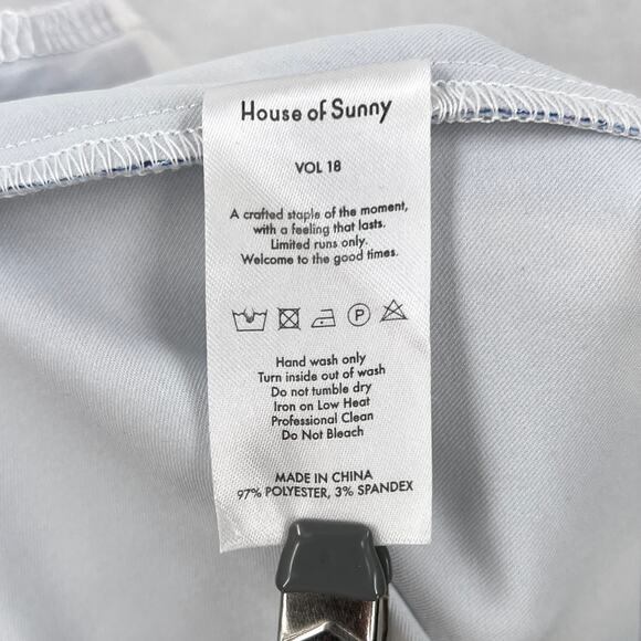 HOUSE OF SUNNY Fantasia Flare Pants Womens 6 Blue Bubble Print High Rise Stretch - Picture 11 of 16